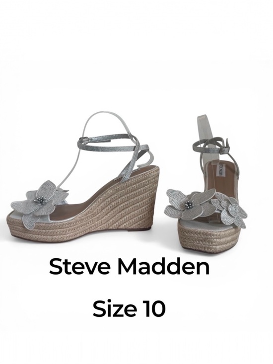 Steve Madden Shoes - Steve Madden Silver MetallicFloral Platform Espridrille Wedge Sandals  Size 10